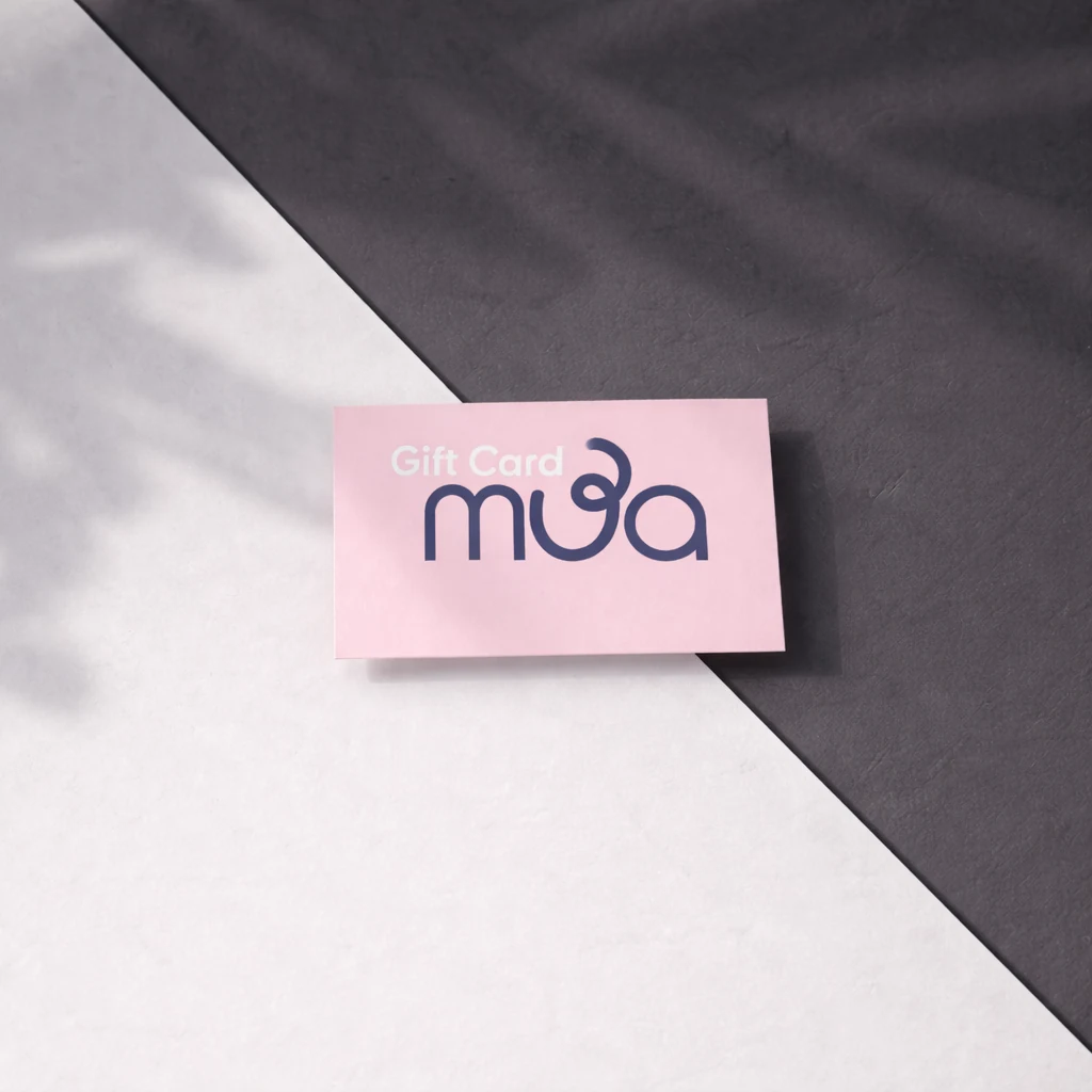 MUA Salon gift card with the studio's signature pink envelope
